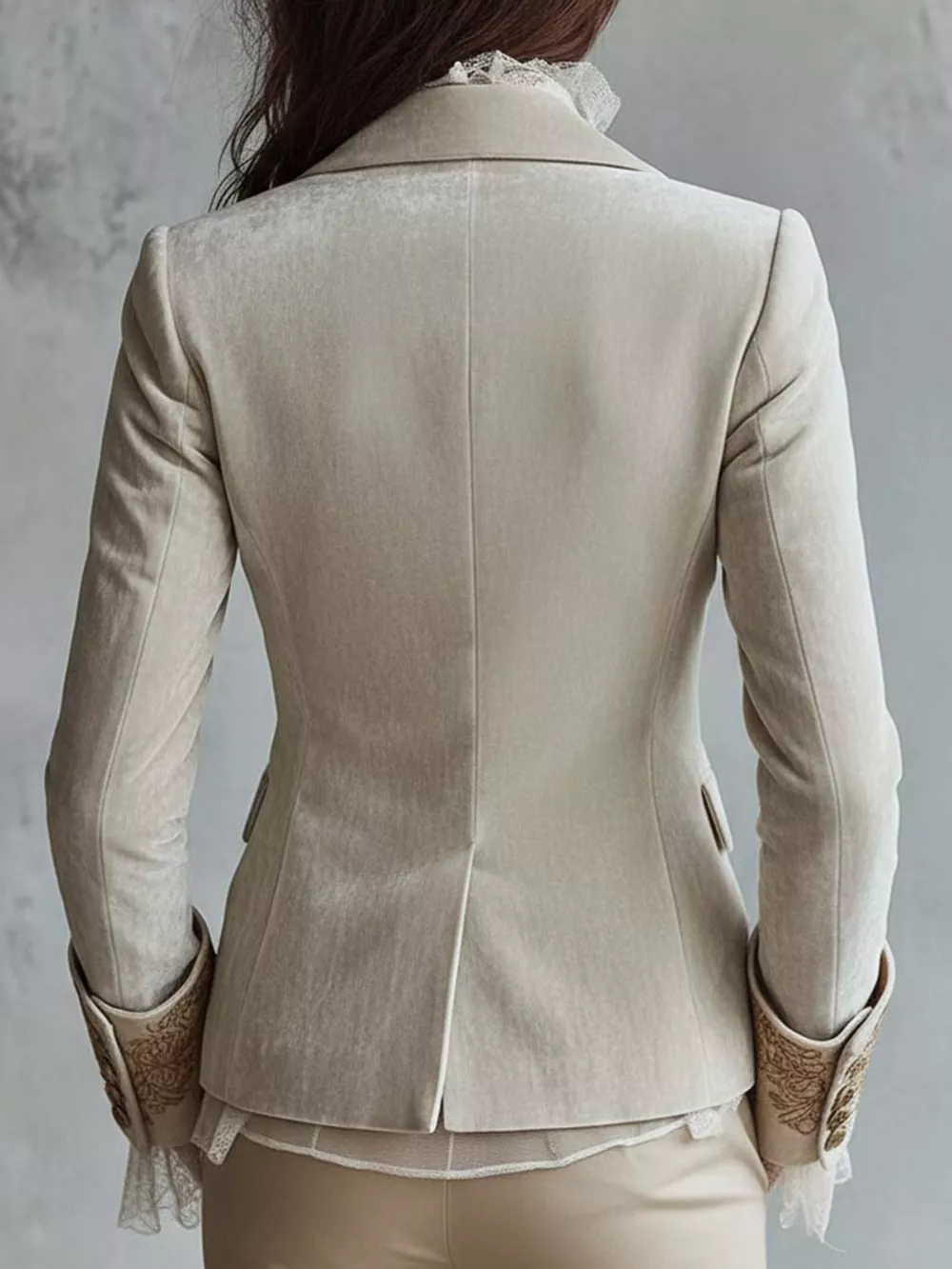 Embroidered Velvet Long Sleeve Blazer, image 2