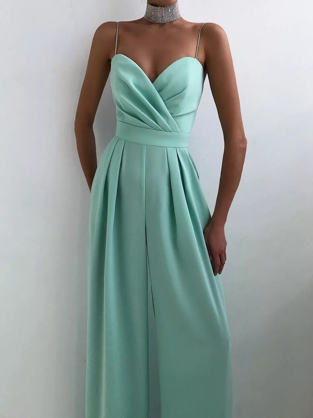 Full Size Spaghetti Strap Wide Leg Jumpsuit Plus Size, image 5