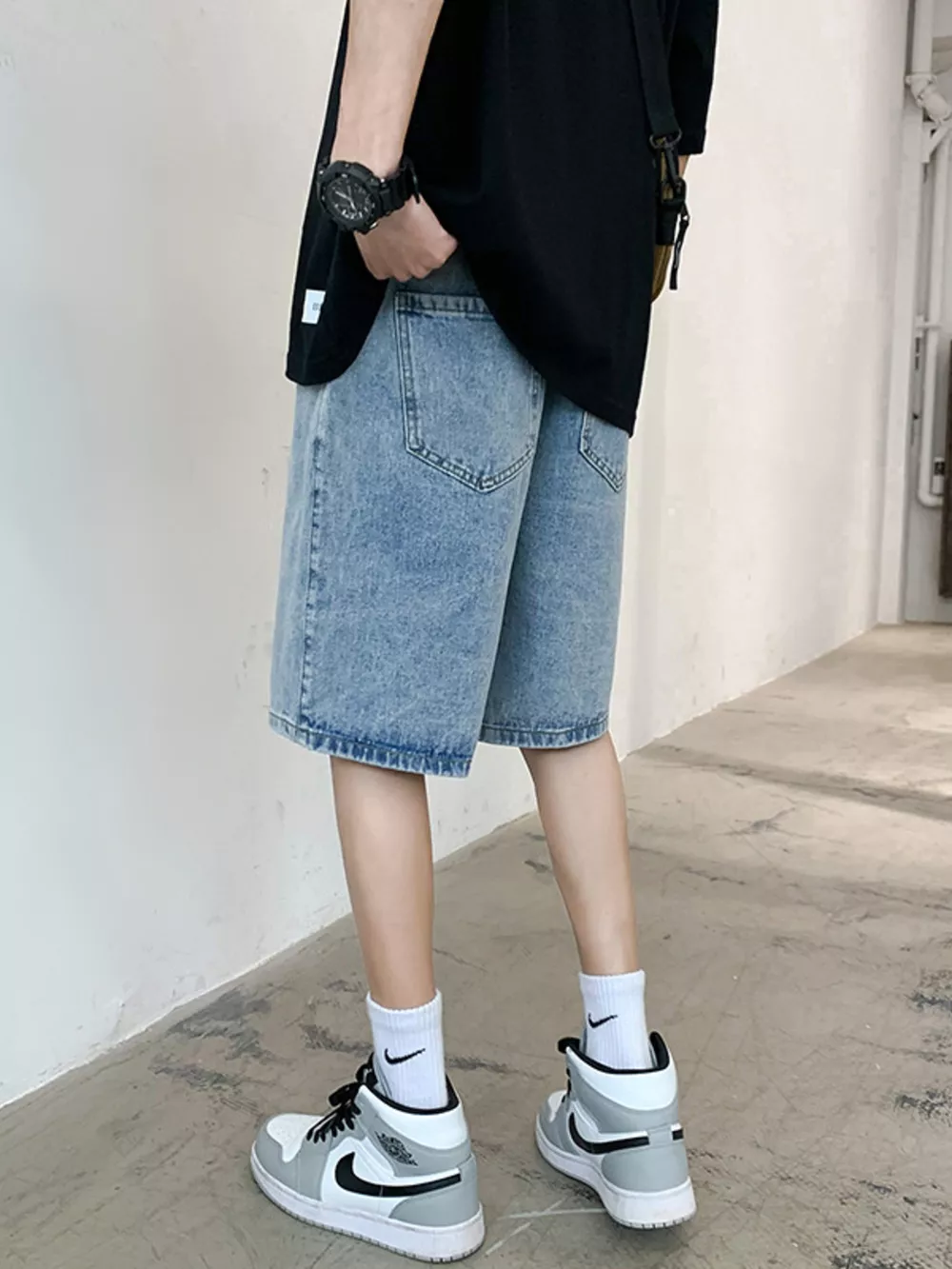 Men's Acid Wash Denim Shorts, image 2