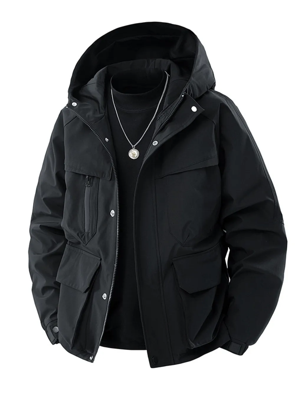 Men's Full Size Zip Up Long Sleeve Hooded Jacket Plus Size, image 2