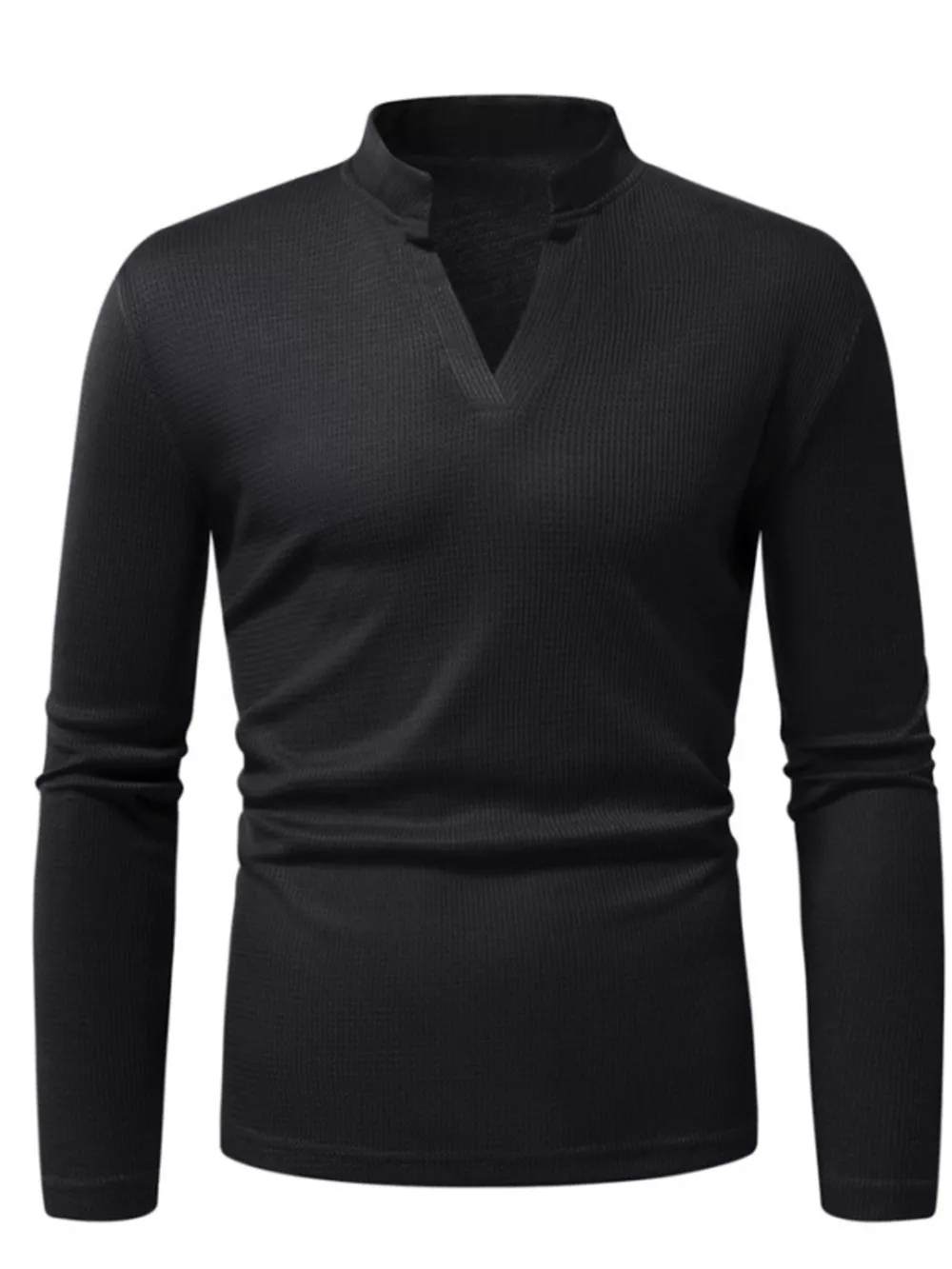 Men's Notched Long Sleeve Top