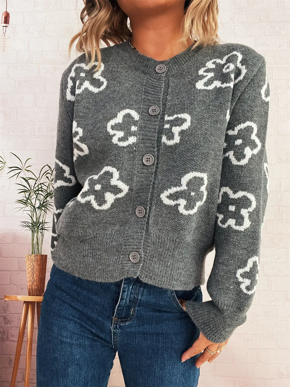 Floral Pattern Button-Up Cardigan, image 16