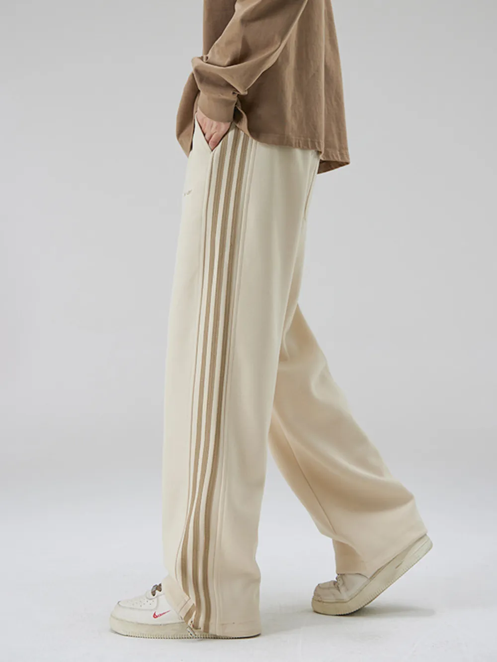 Men's Plus Size Drawstring Striped Wide Leg Pants, image 8