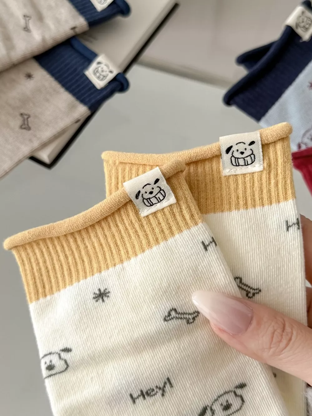 Cartoon Print Cotton Crew Socks, image 6