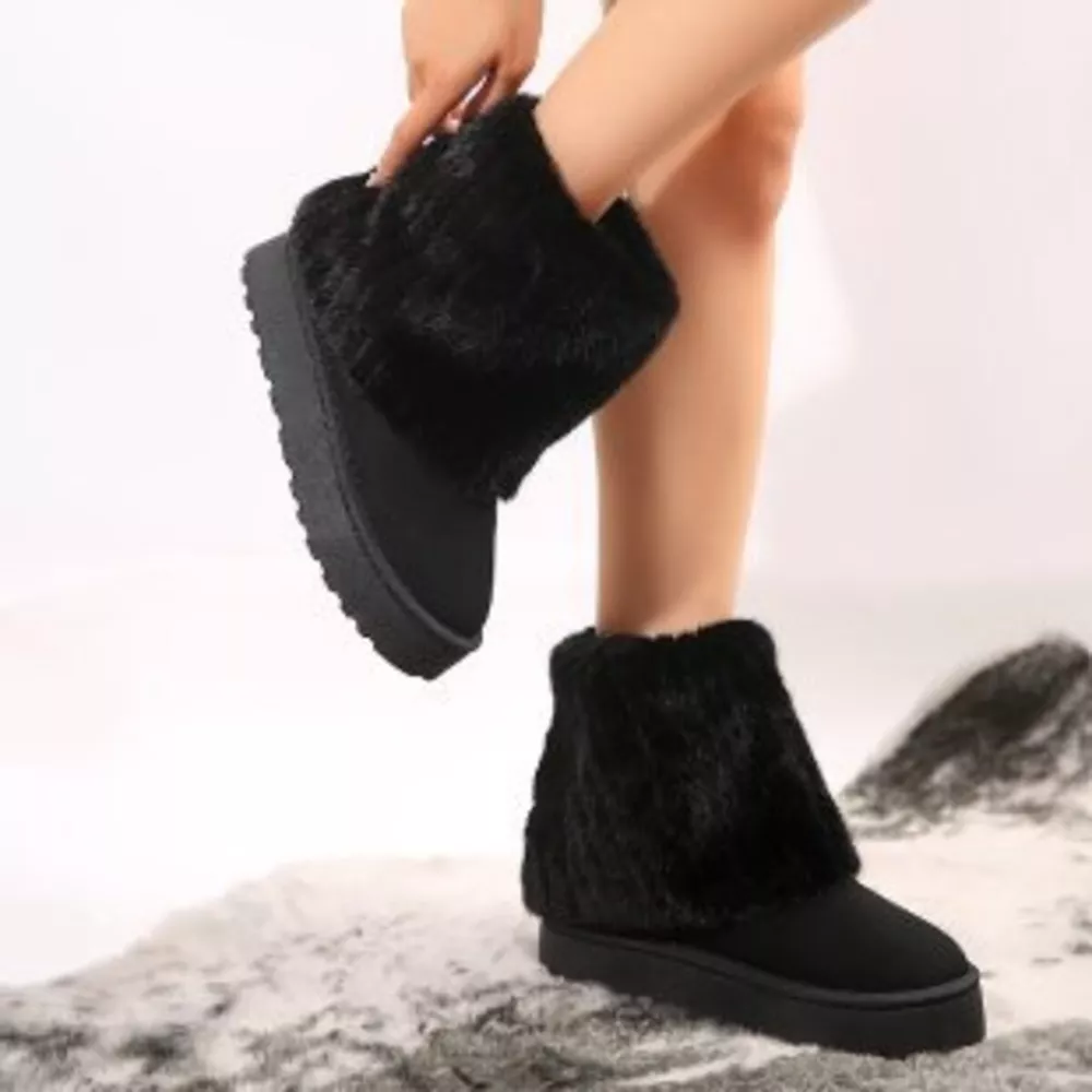 Fuzzy Round Toe Platform Boots, image 7