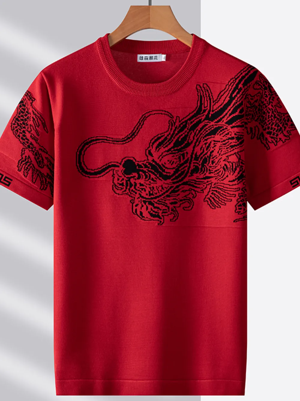 Men's Plus Size Dragon Round Neck Short Sleeve T-Shirt, image 4
