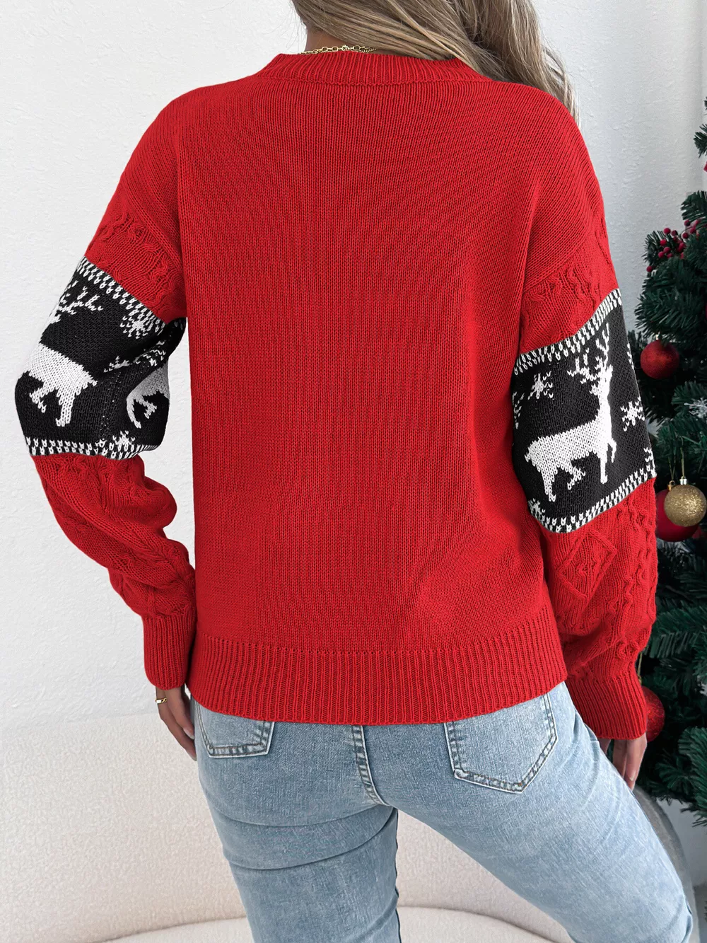 Reindeer Pattern Christmas Sweater, image 14