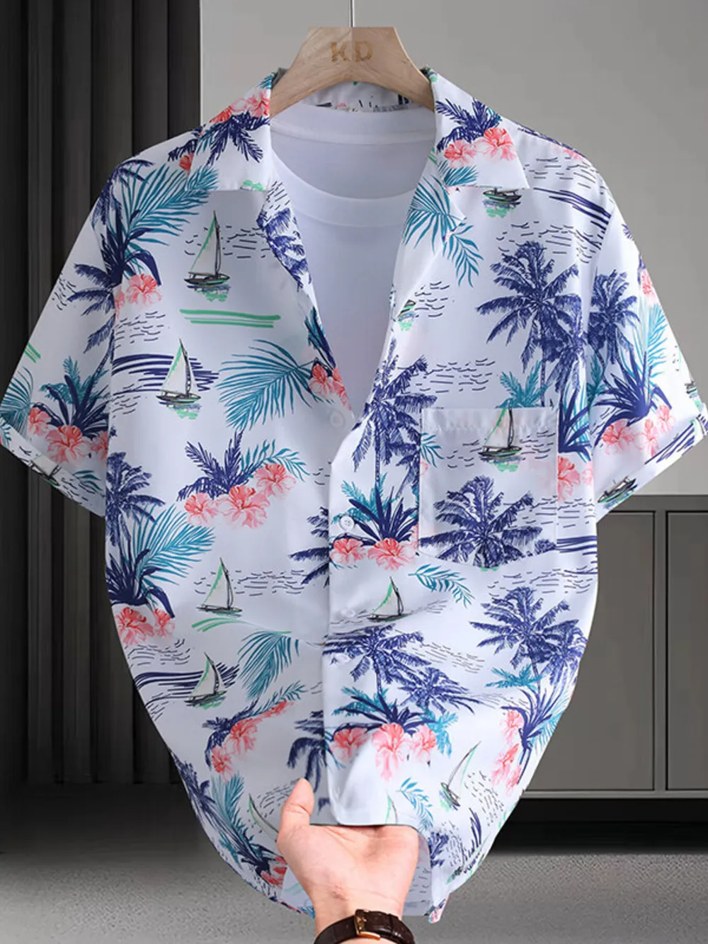 Men's Plus Size Printed Short Sleeve Casual Shirt, image 2