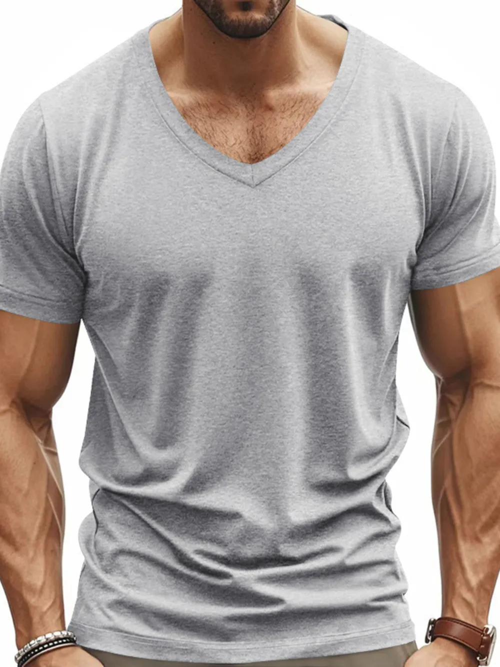 Men's Full Size V-Neck Short Sleeve T-Shirt Plus Size, image 4