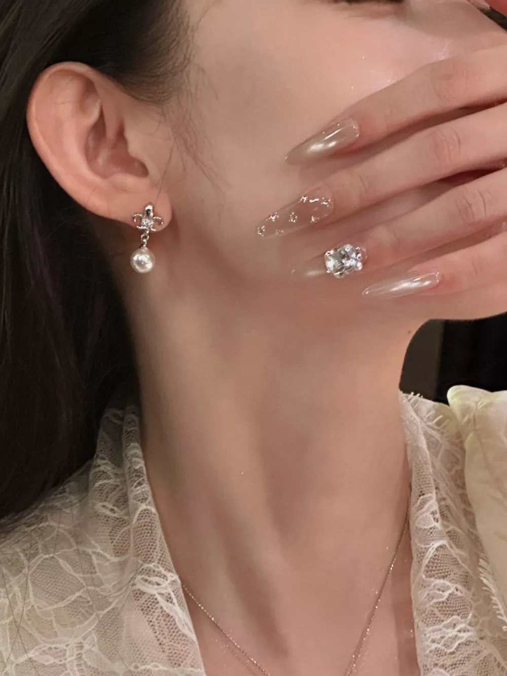Alloy Pearl Drop Earrings, image 2