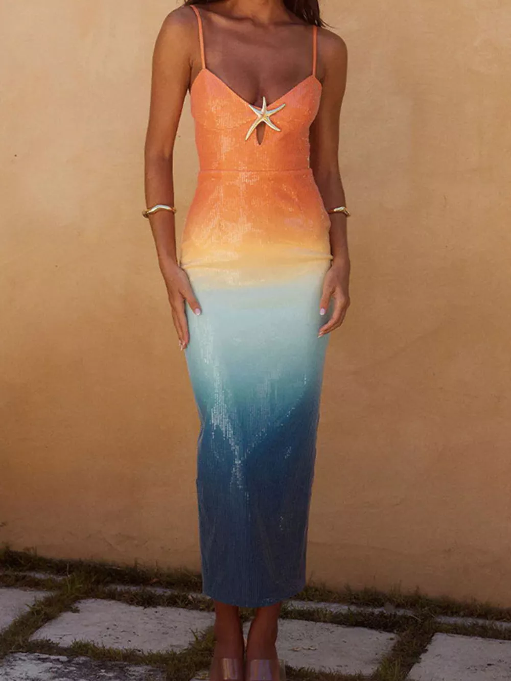 Slit Back Gradient Cami Dress, image 2