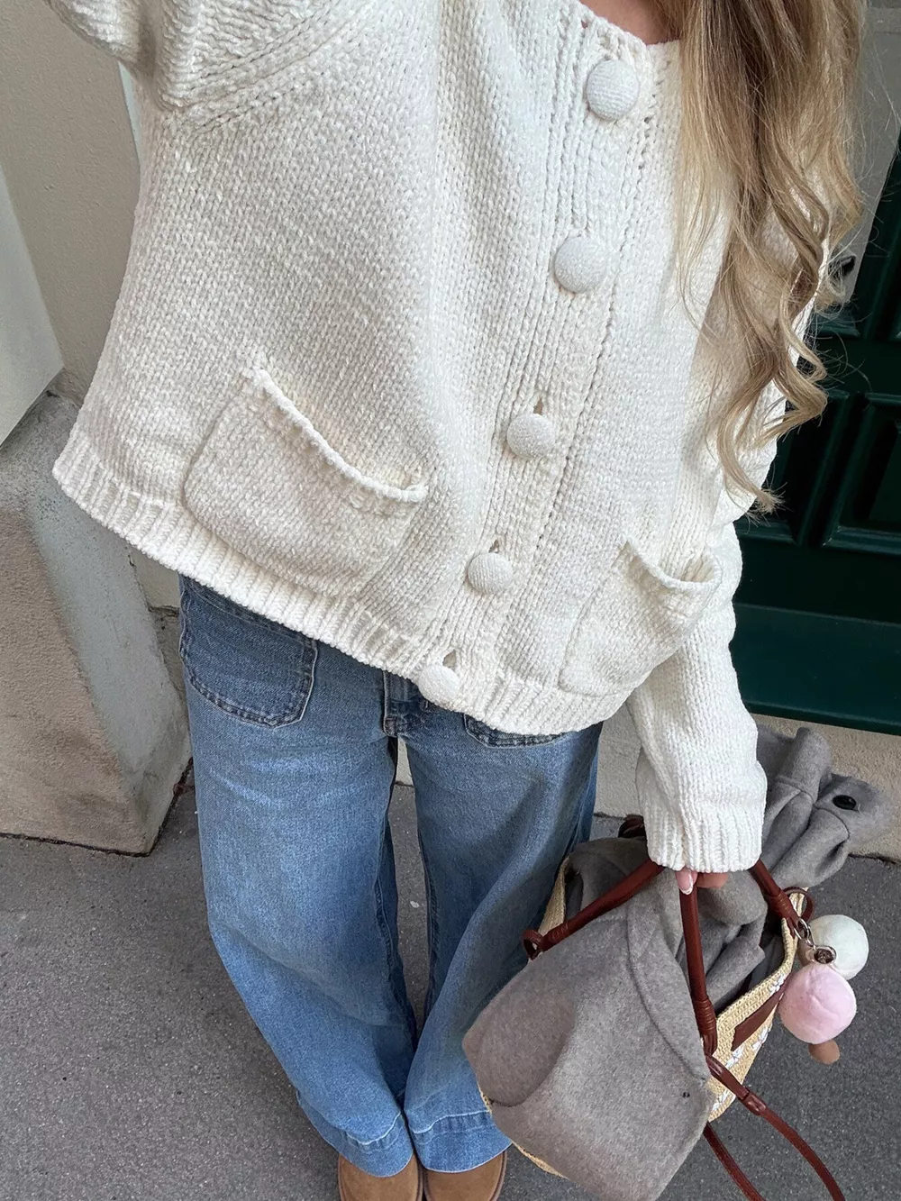 Textured Knit Button-Down Cardigan, image 2