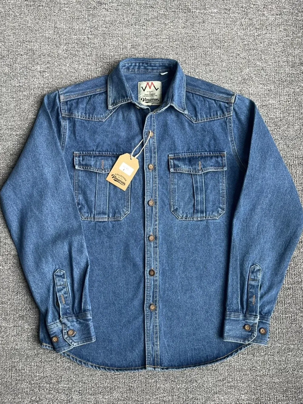 Men's Plus Size Button Up Washed Denim Shirt, image 3