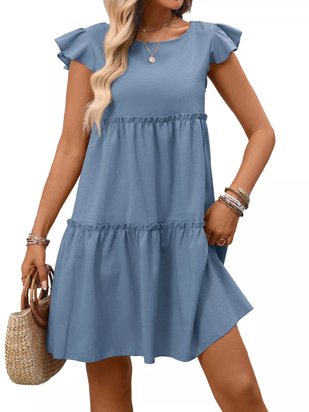 Ruffle Sleeve Tiered Mini Dress, image 11