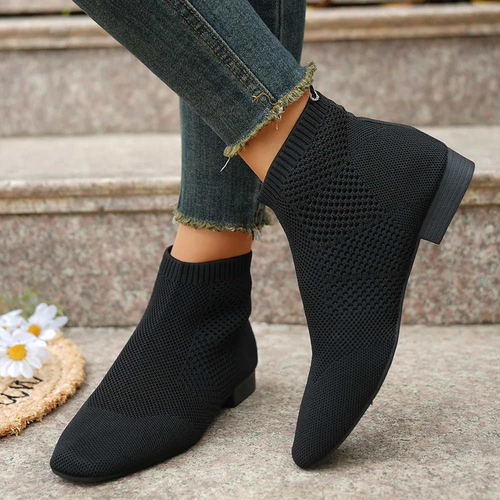 Mesh Knit Ankle Boots with Stretch Comfort Fit, image 3