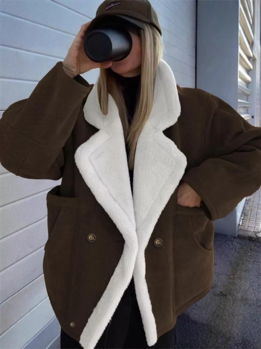 Plush Lined Dropped Shoulder Outerwear, image 6