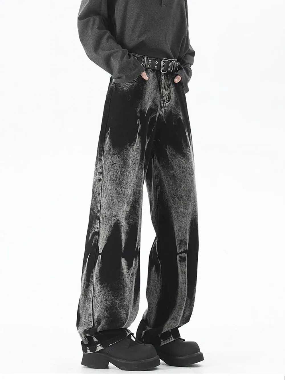 Men's Plus Size Washed Loose Fit Jeans, image 4