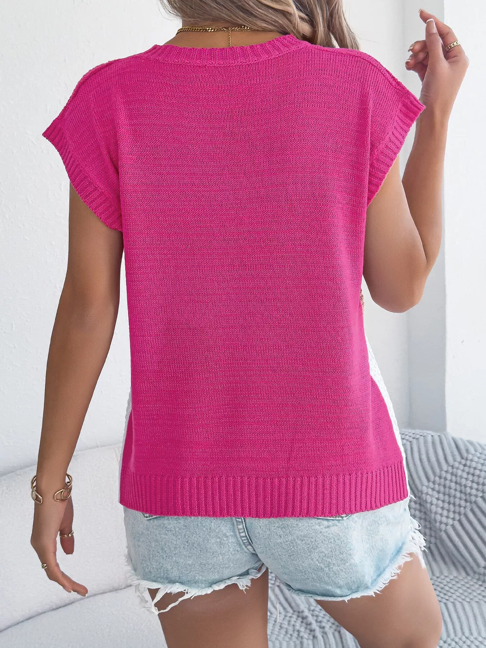 Color Block Cable Knit Sweater, image 8