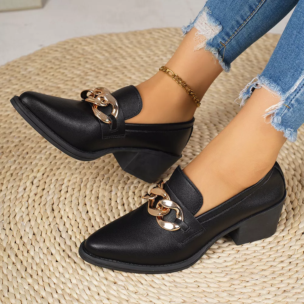 Point Toe Block Heels Loafers, image 5