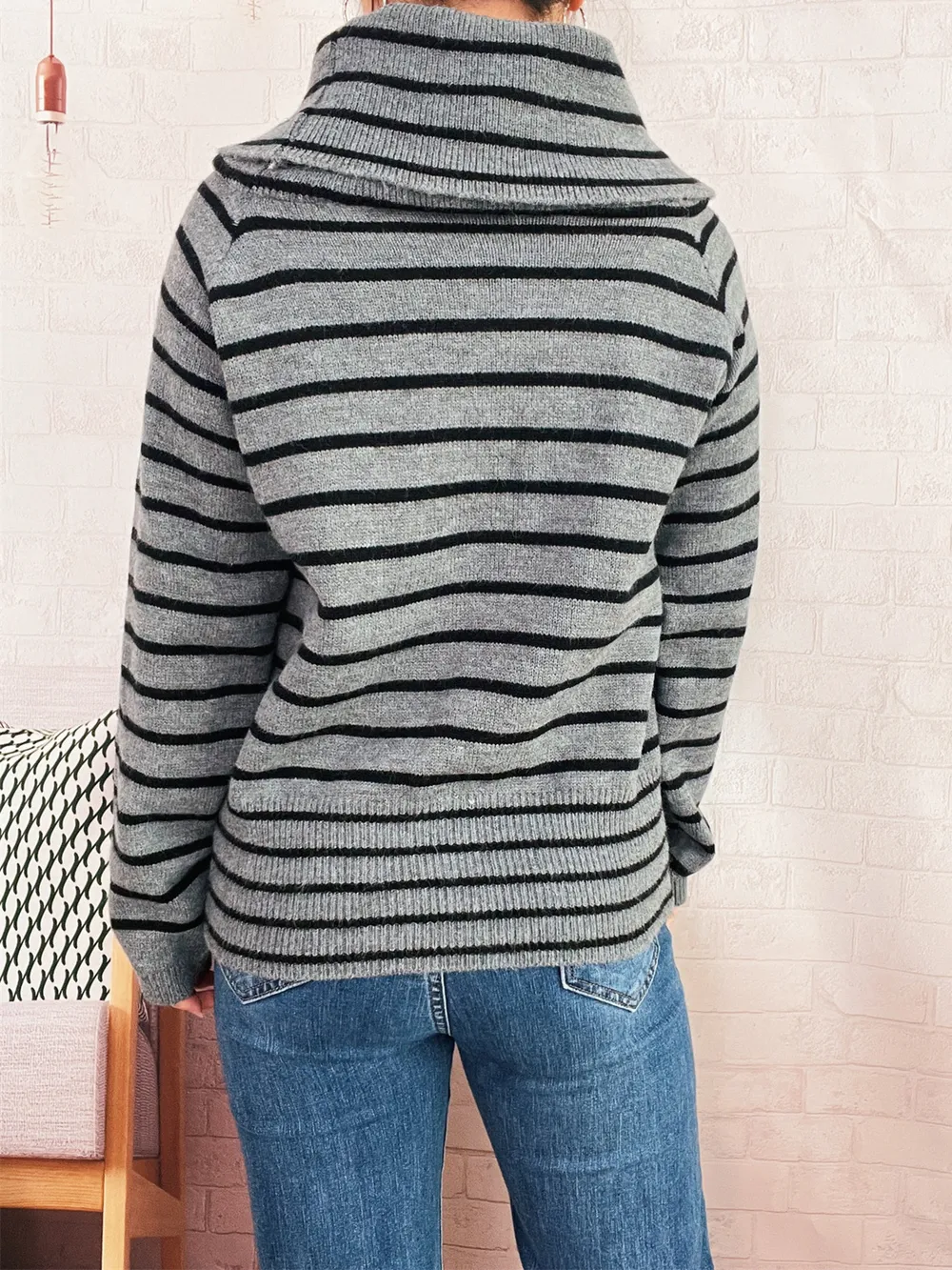 Striped Turtleneck Long Sleeve Sweater, image 7