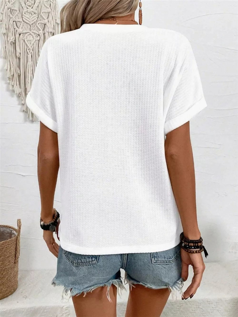 Short Sleeve Waffle Knit T-Shirt, image 3