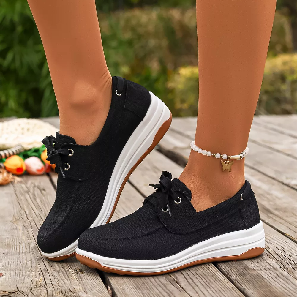 Lace Up Round Toe Sneakers, image 3
