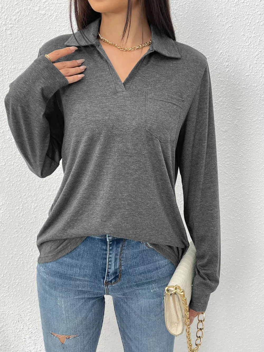 Casual Long Sleeve Polo T-Shirt, image 3