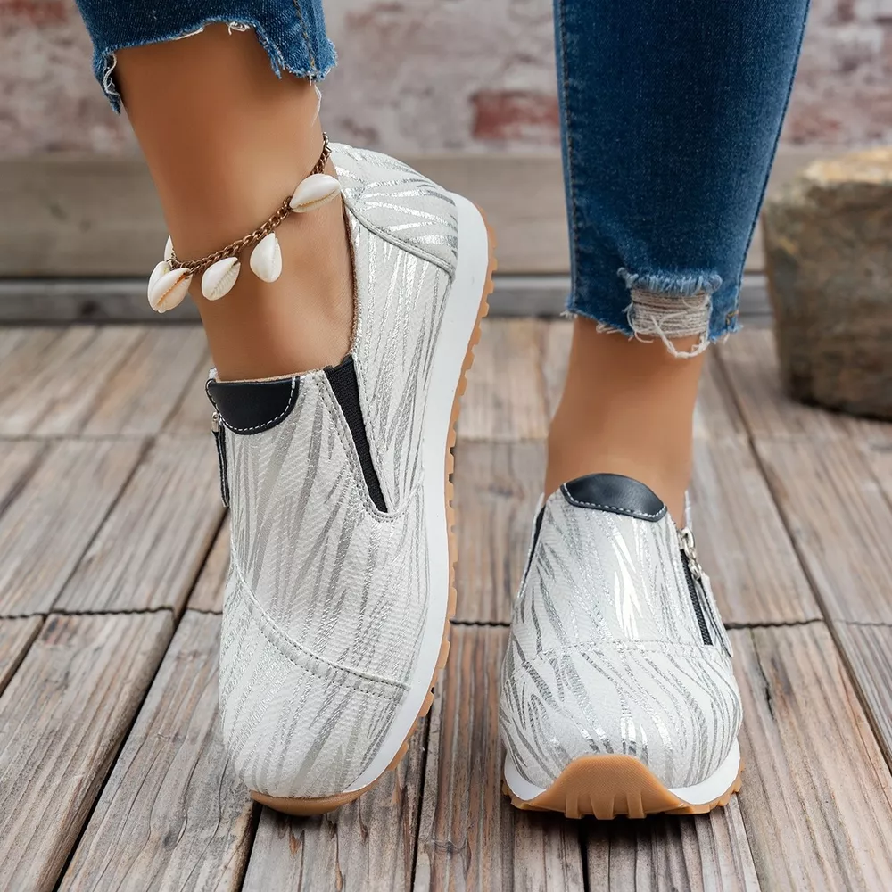 Round Toe Zipper Detail Slip-Ons, image 5