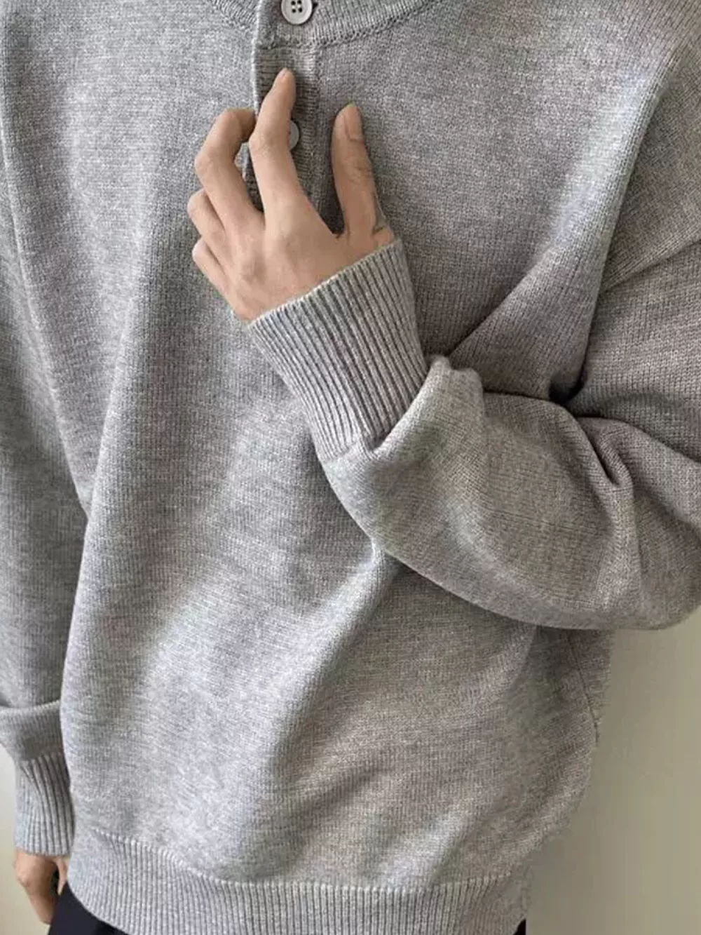 Men's Button Detail Drop Shoulder Sweater, image 4