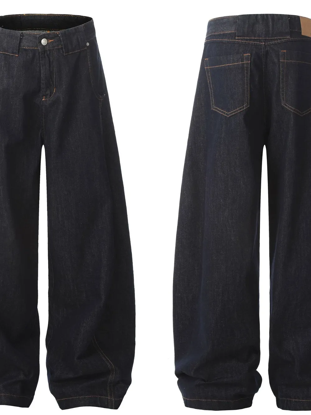 Men's Oversized Wide-Leg Wash Denim Jeans, image 3