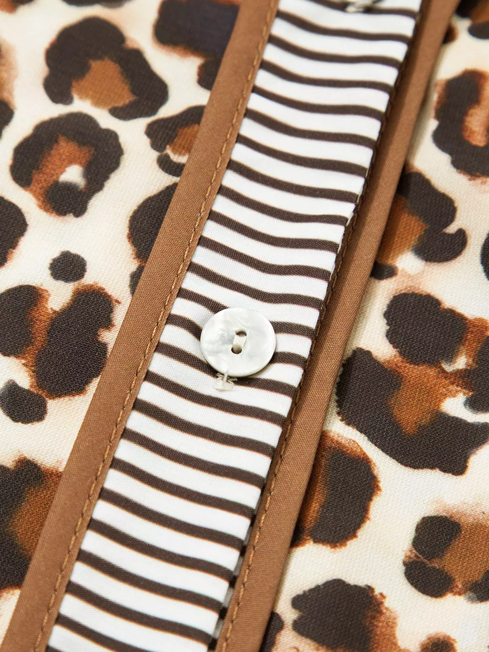 Leopard Print Striped Patchwork 3/4 Sleeve Loose Mini Dress, image 7