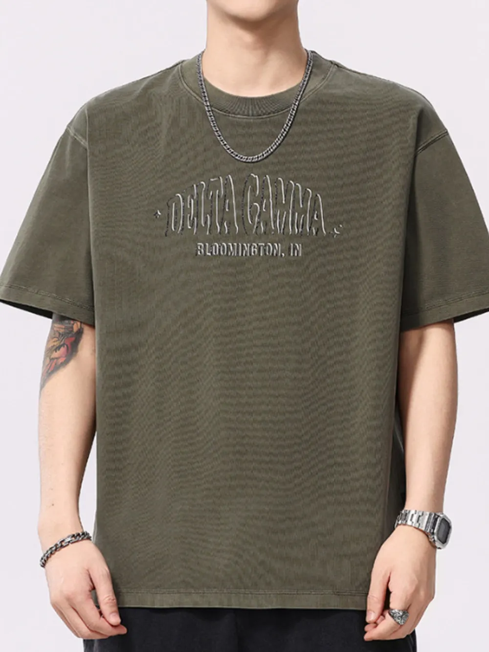 Men's Plus Size Letter Round Neck Short Sleeve T-Shirt, image 4