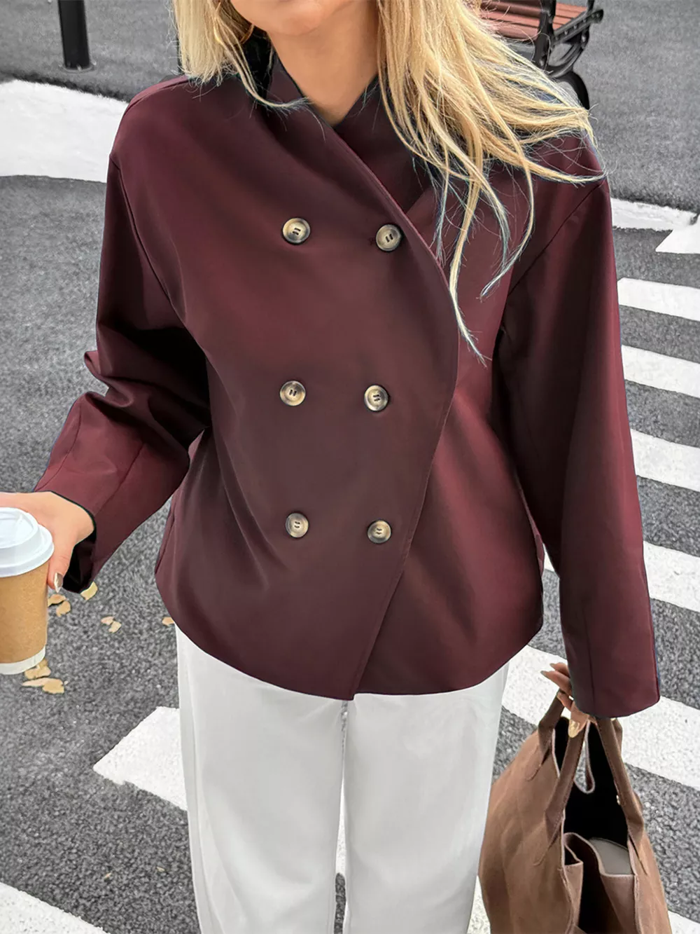 Double-Breasted Long Sleeve Jacket, image 8