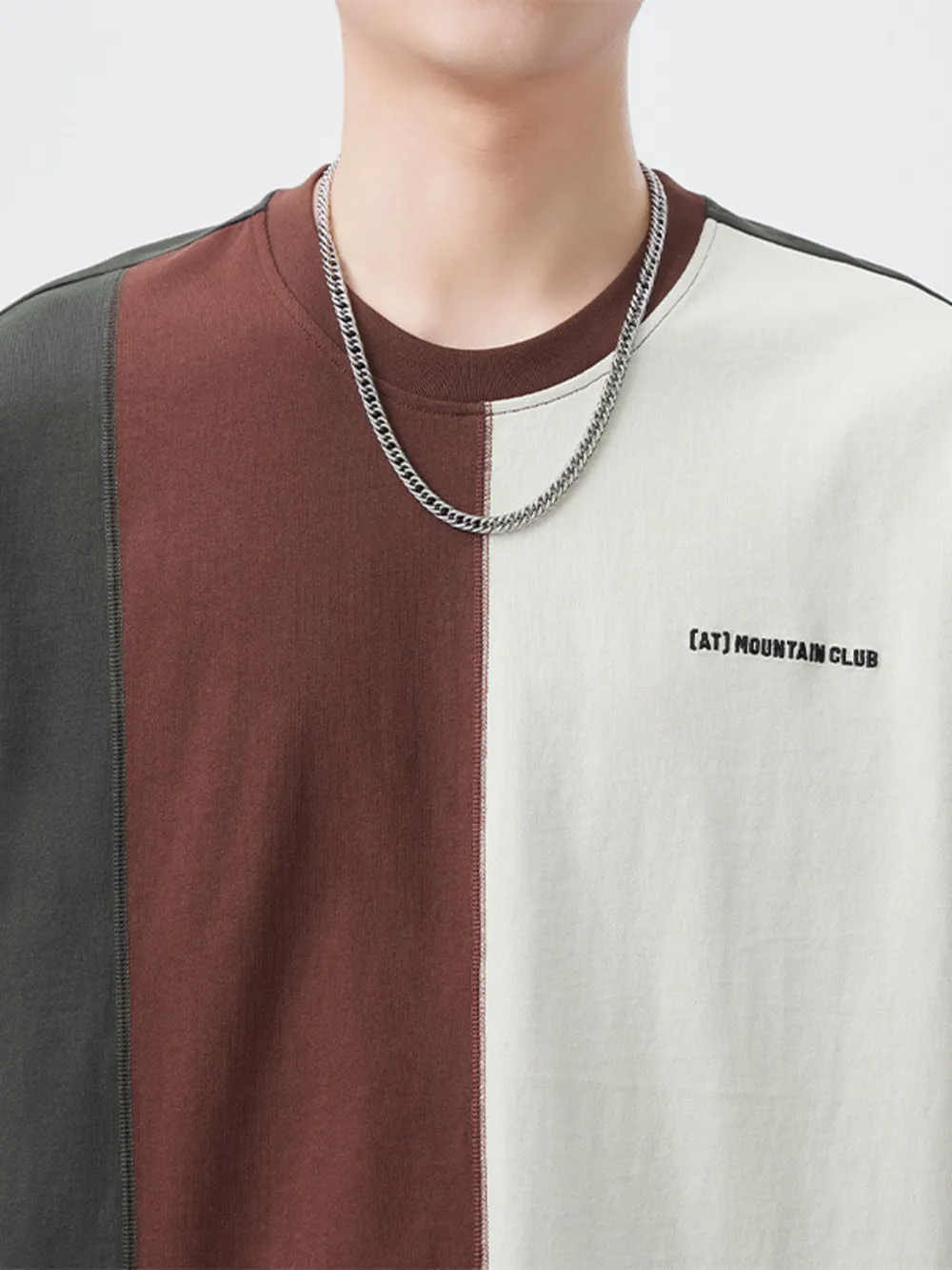 Men's Plus Size Color Block Round Neck Short Sleeve T-Shirt, image 4