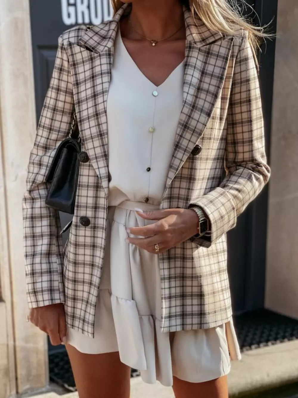 Houndstooth Double-Breasted Blazer, image 11