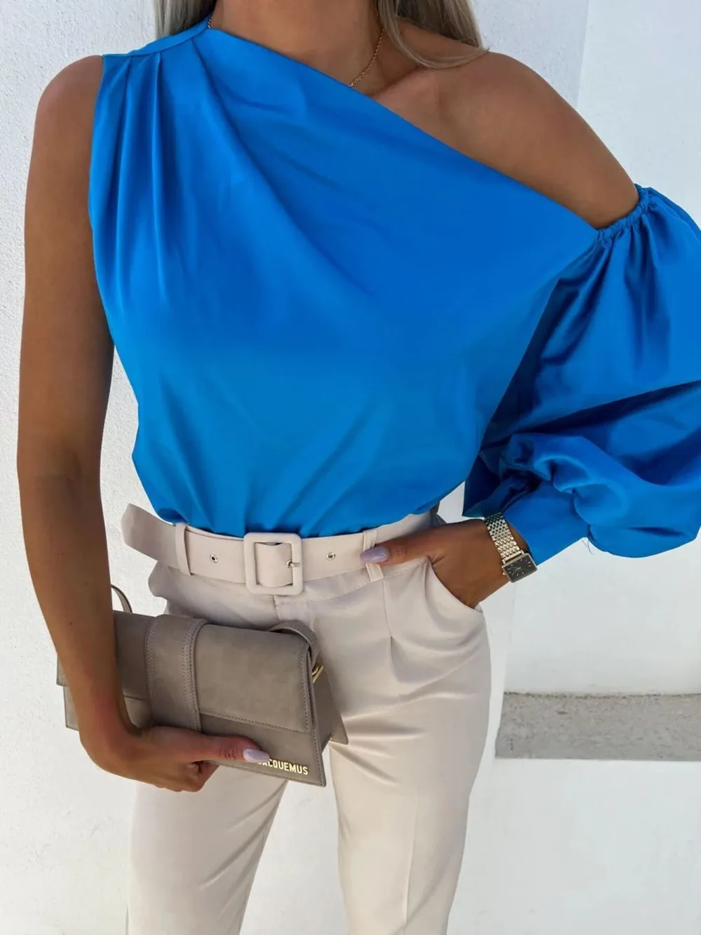One Shoulder Puff Sleeve Blouse, image 13