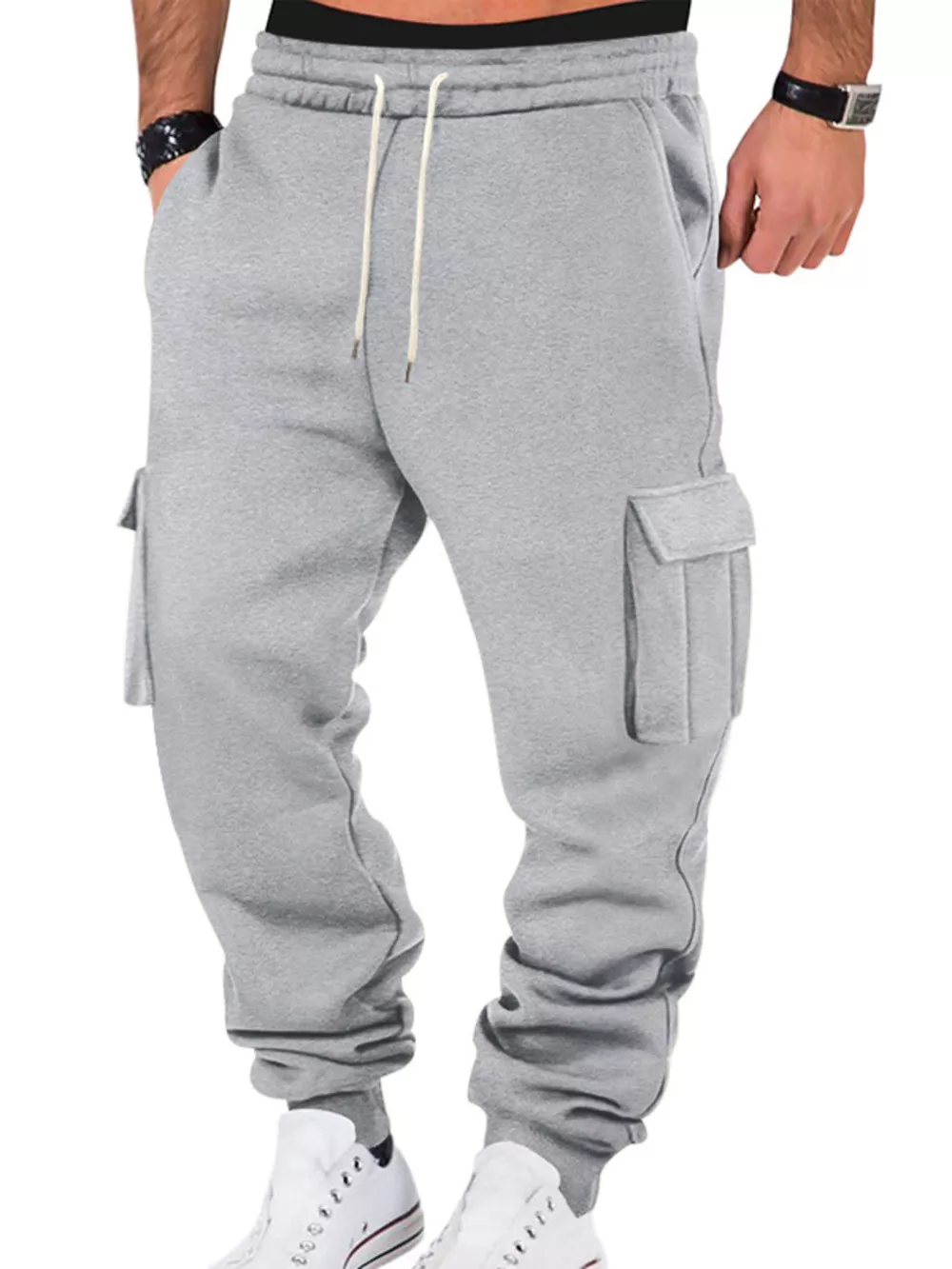 Men's Full Size Casual Joggers with Multi-Pocket Plus Size