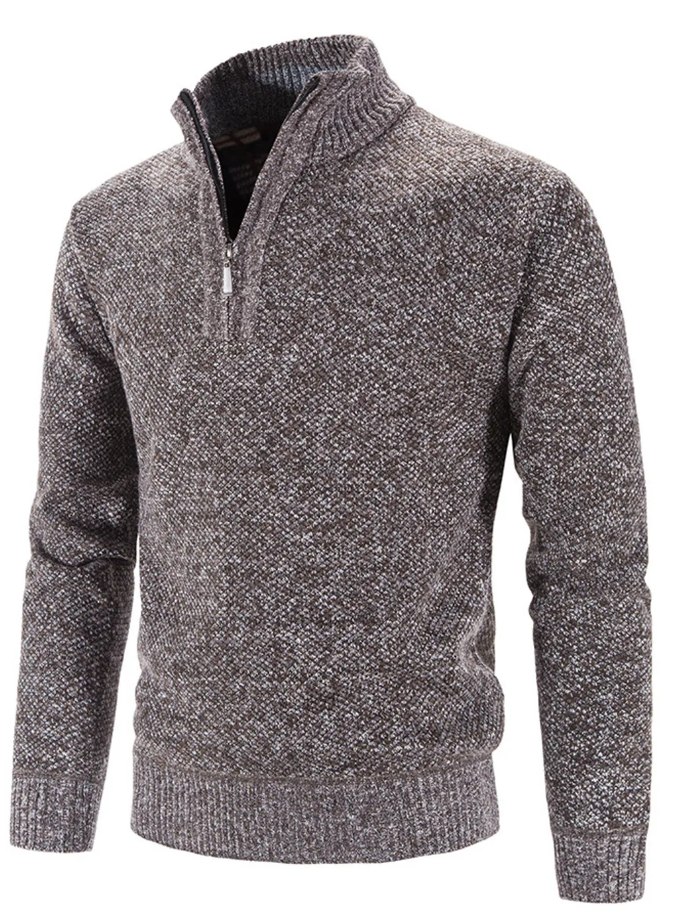 Men's Plus Size Quarter Zip Long Sleeve Sweater, image 7
