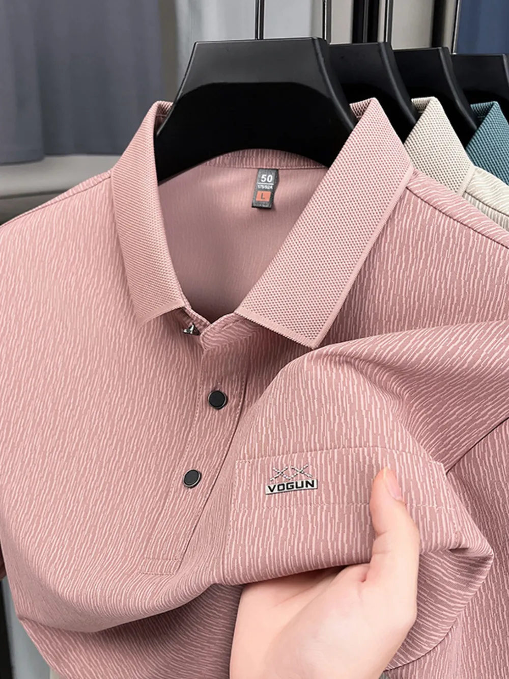 Men's Plus Size Button Detail Short Sleeve Polo, image 4