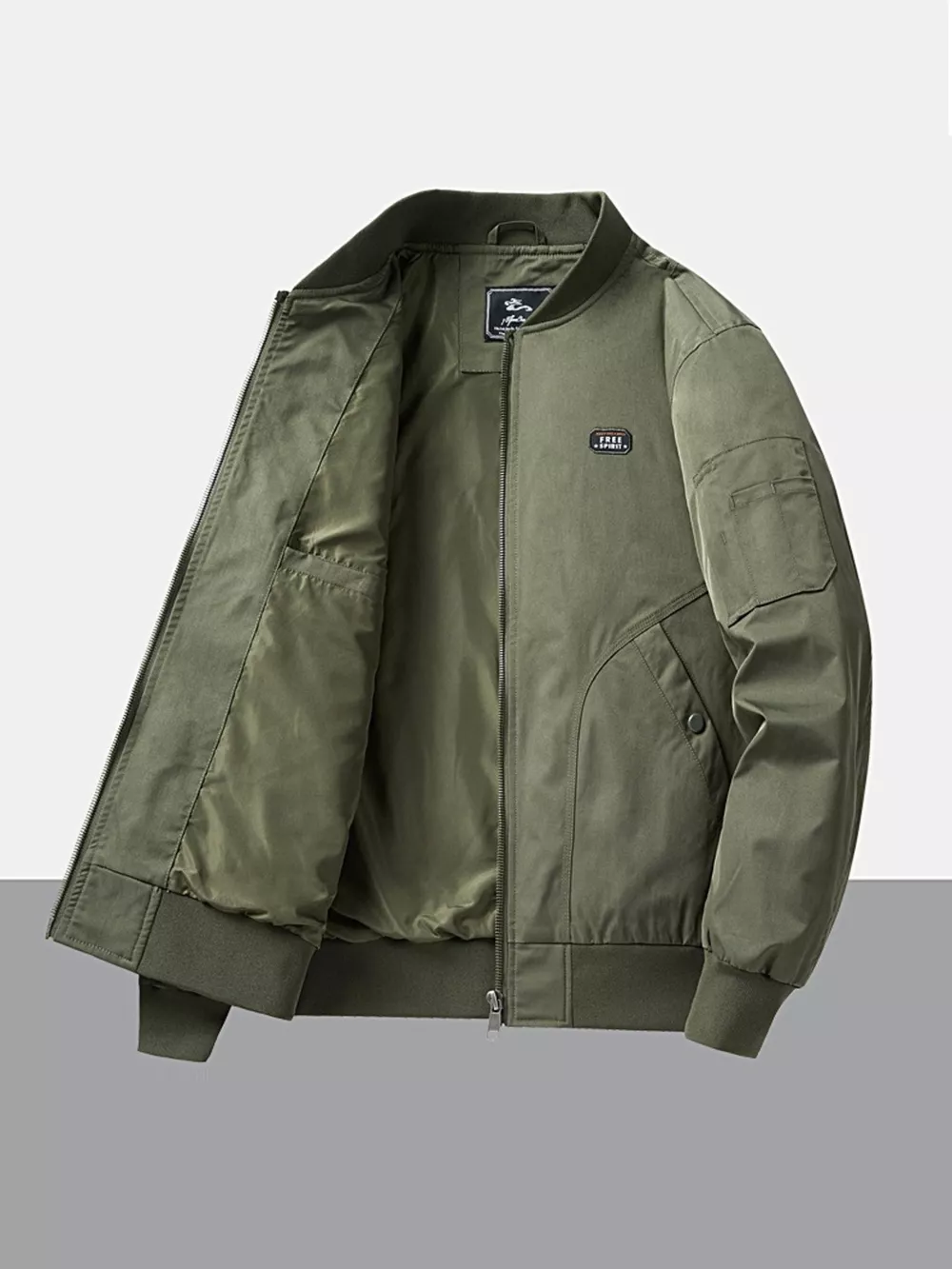 Men's Plus Size Zip Up Long Sleeve Jacket, image 3