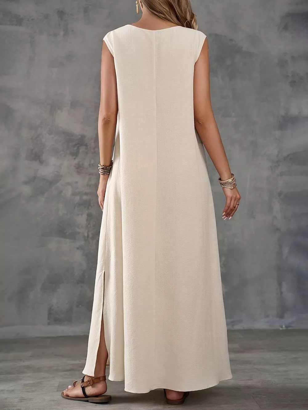 Sleeveless V-Neck Side-Slit Maxi Dress, image 4