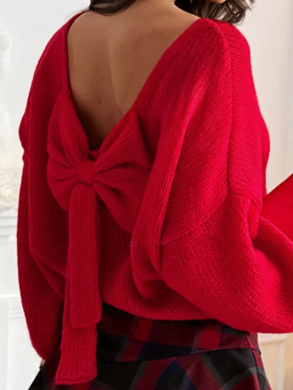 Back Bowknot Long Sleeve Sweater, image 6