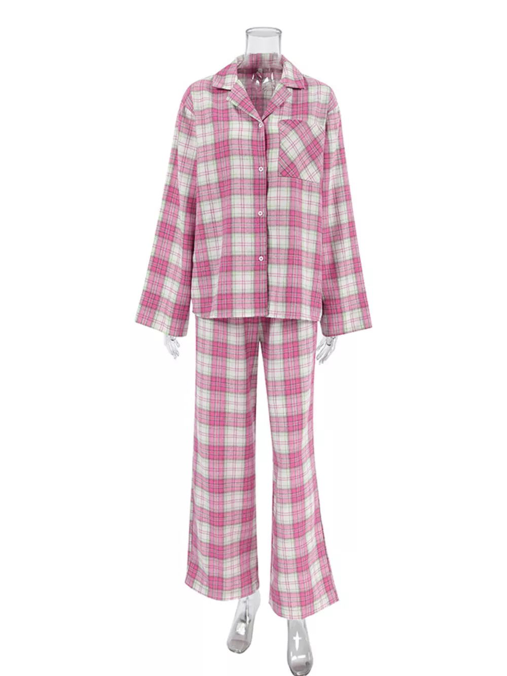 Plaid Long Sleeve Shirt and Pants Set, image 3
