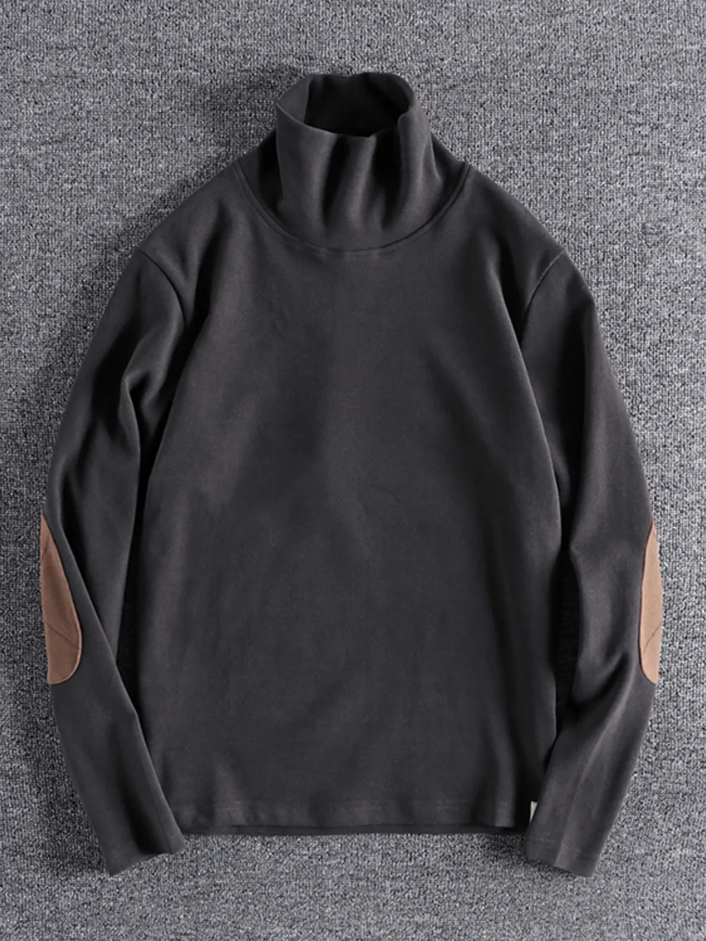 Men's Turtleneck Long Sleeve Top with Patches