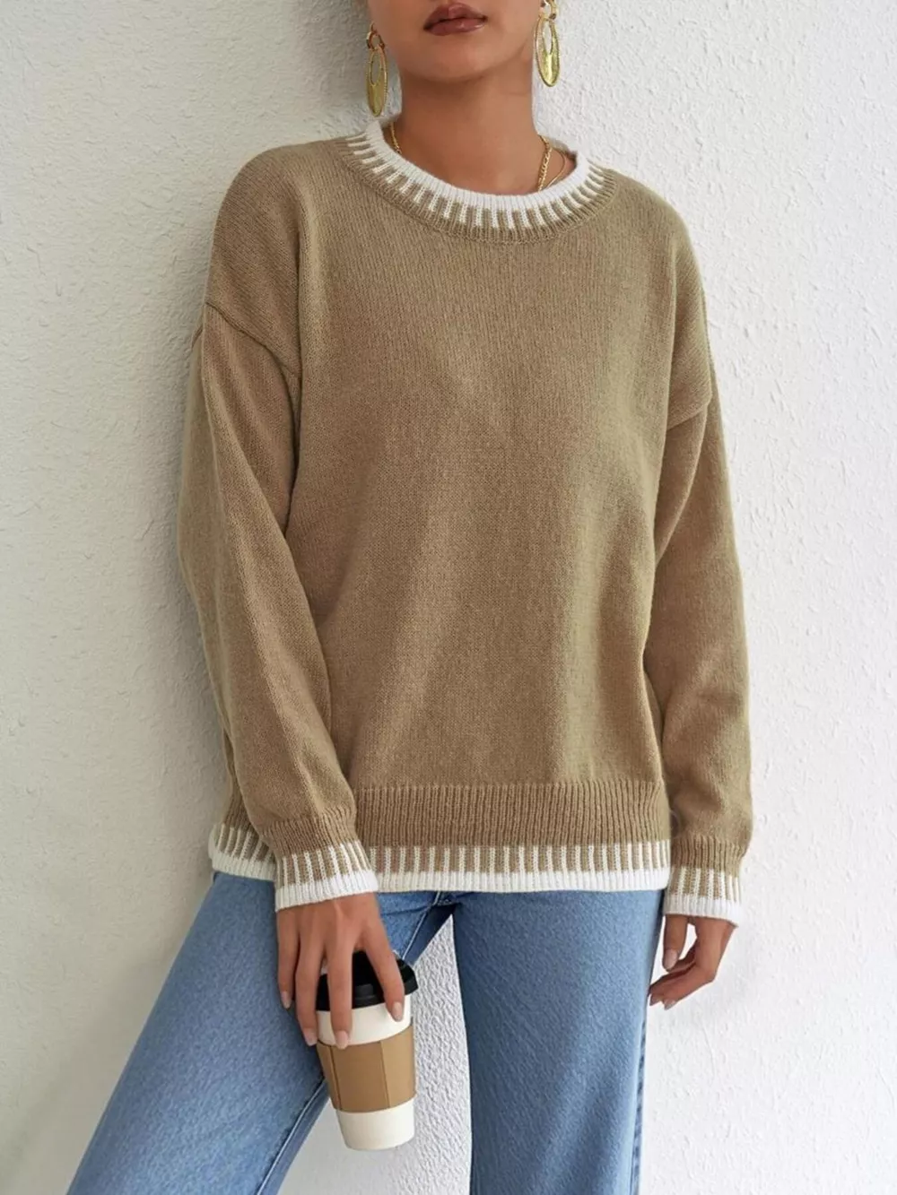 Relaxed Fit Long Sleeve Sweater, image 3