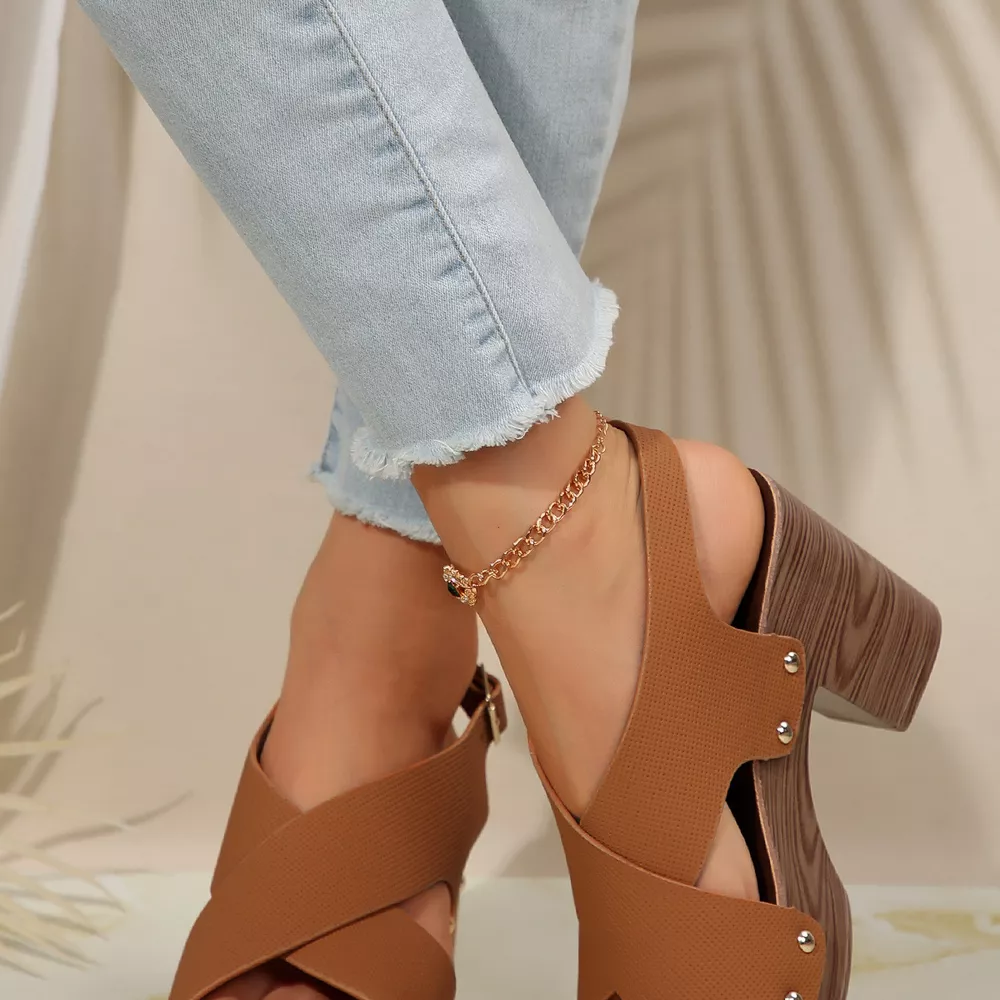 Crisscross Block Heels Sandals, image 12