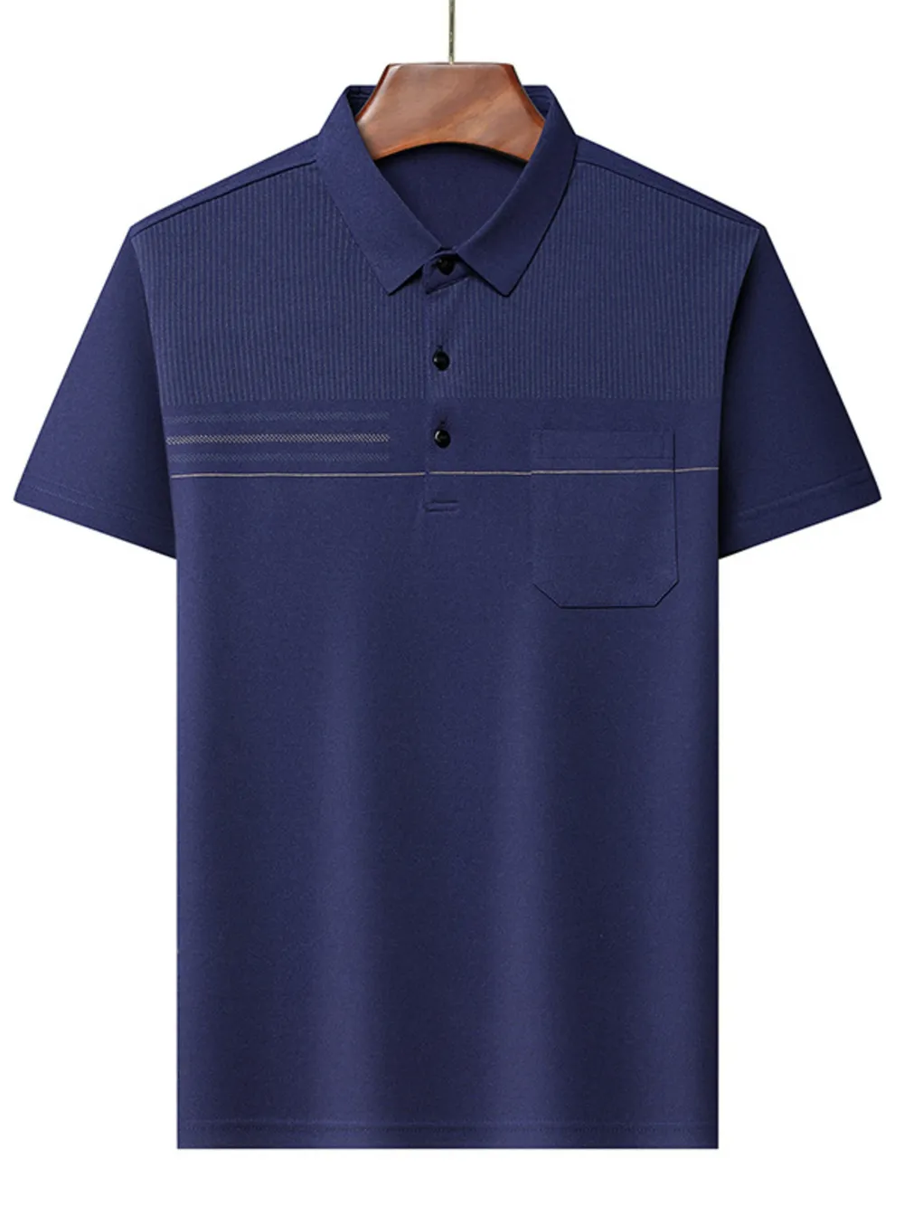 Men's Plus Size Classic Textured Stripe Casual Polo Shirt, image 4