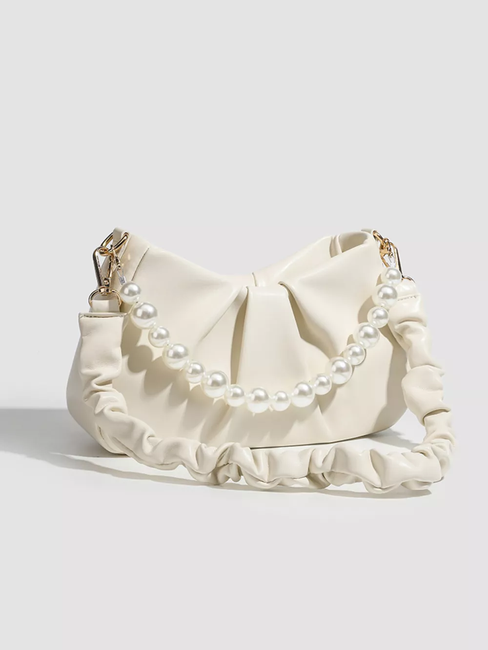 Ruched Handle Pearl Decor Crossbody Bag, image 5