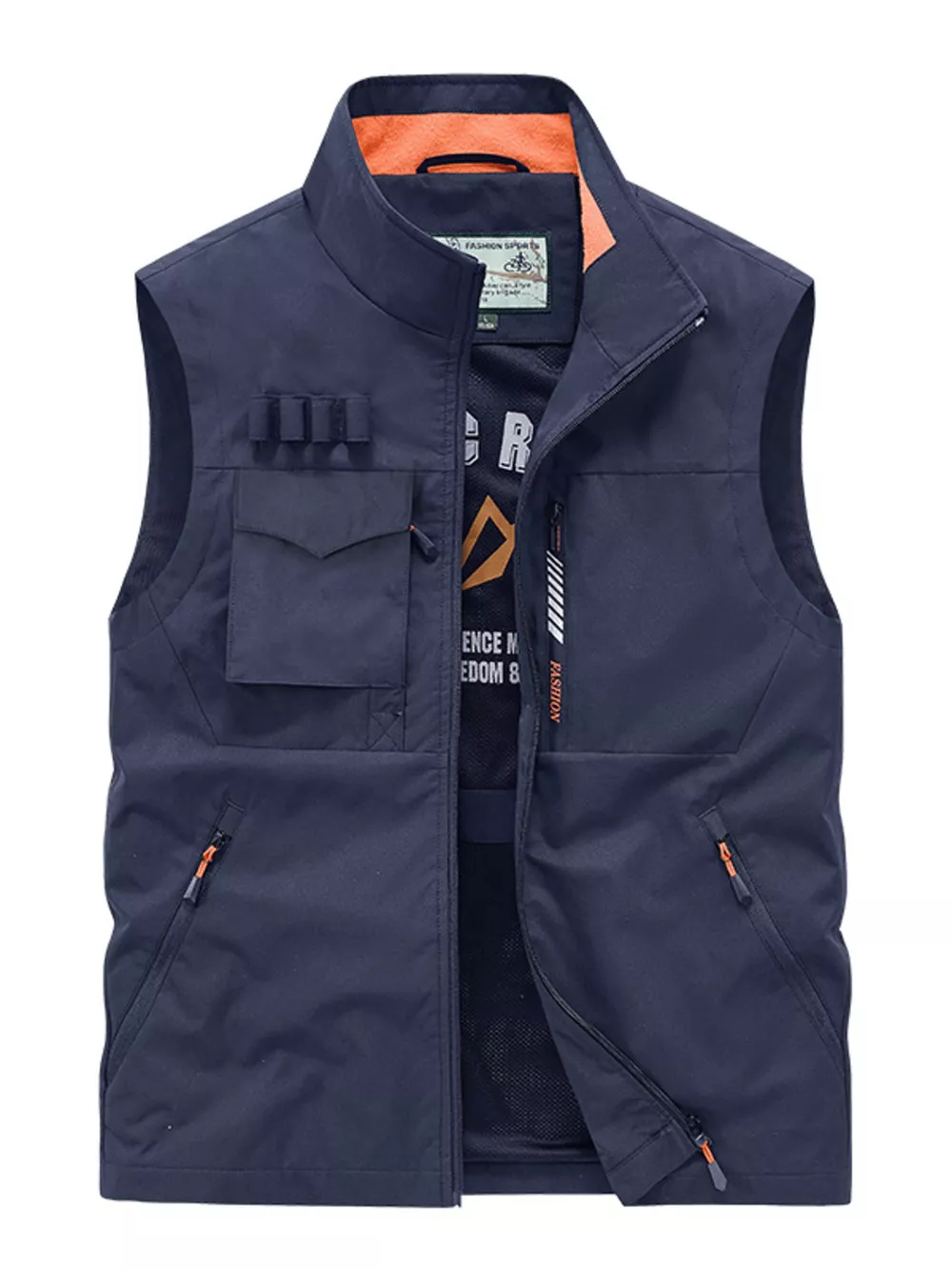Men's Plus Size Multi-Pocket Zip Up Vest, image 3