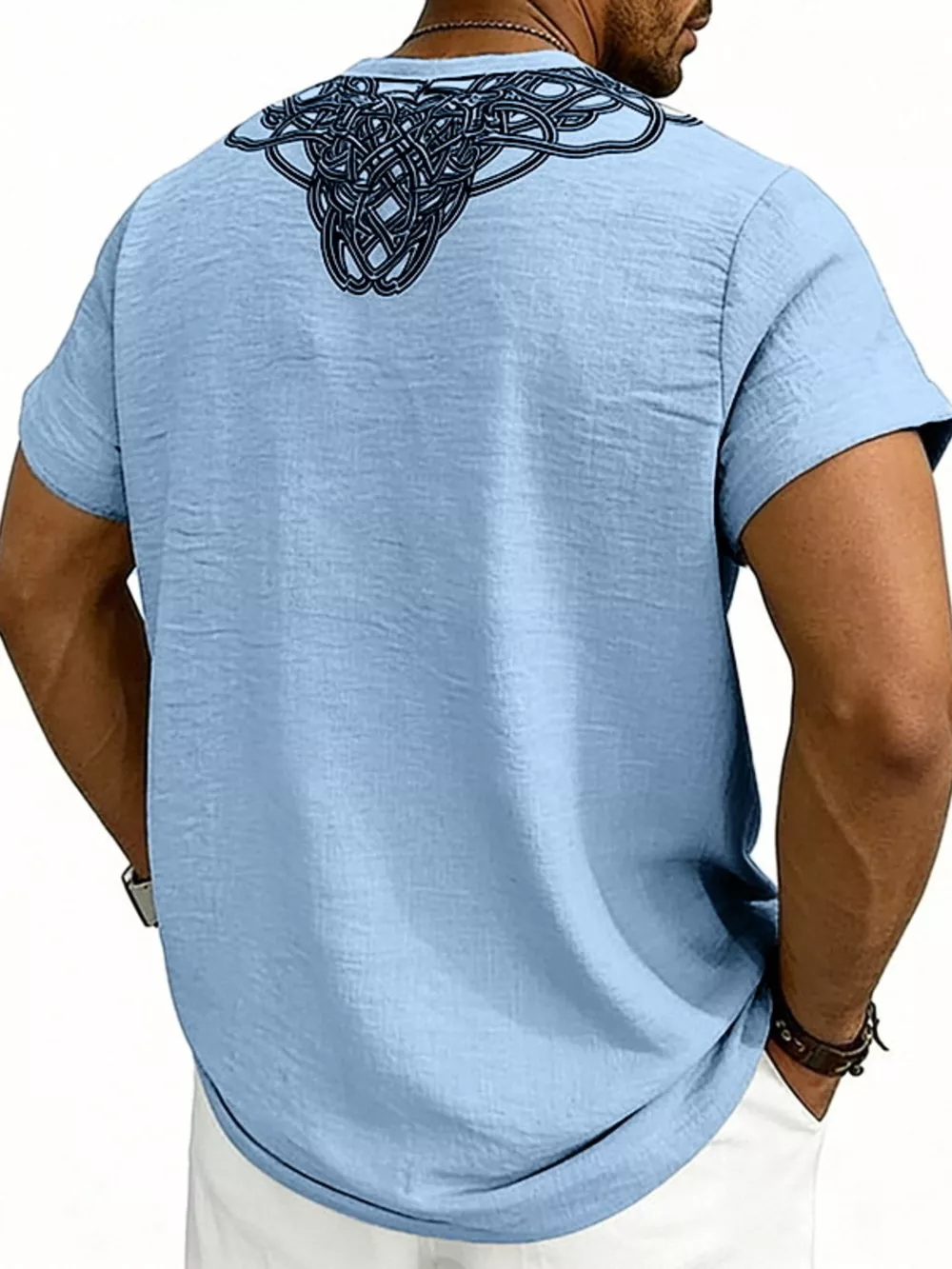 Men's Full Size Notched Printed Short Sleeve Blouse Plus Size, image 13